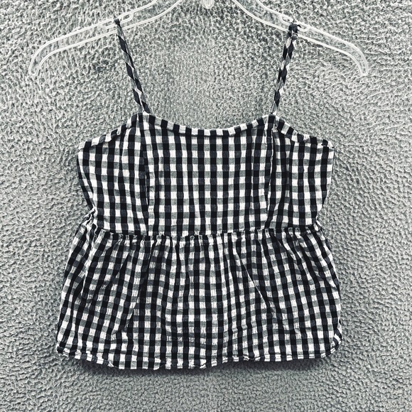 Wild Fable Women Babydoll Tank Top M Black White Gingham Smocked Cottagecore Y2K - Picture 1 of 10